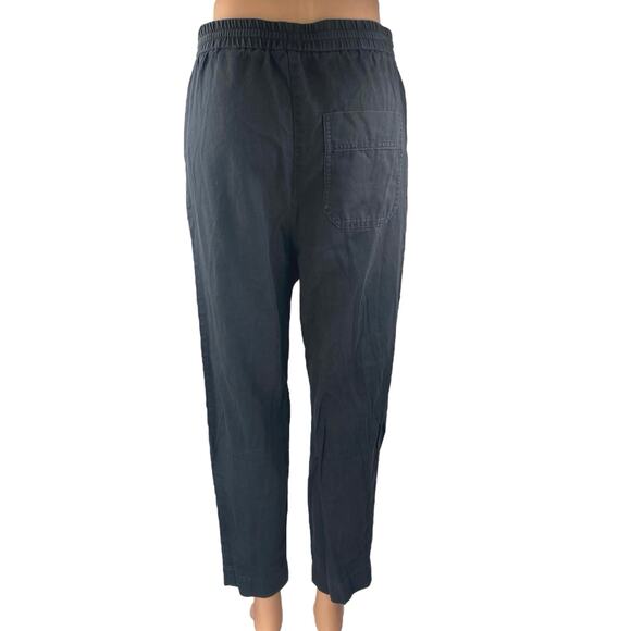 COS Women's Black Linen Straight High Waist Drawstring Pull On Trousers Pants 4 - Picture 3 of 4